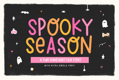 Spooky Season - Handwritten Font with Doodles! Font KA Designs 