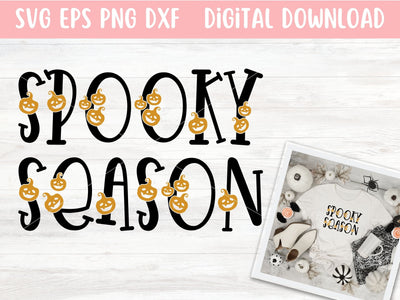 Spooky Season SVG File for Cricut or Silhouette, Halloween Sublimation PNG, Jackolanterns SVG Digital Download Commercial Use SVG Apple Grove Designs 