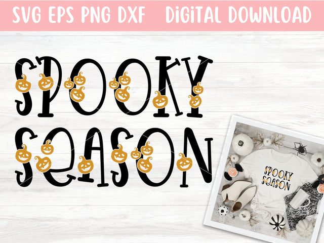 Spooky Season SVG File for Cricut or Silhouette, Halloween Sublimation PNG, Jackolanterns SVG Digital Download Commercial Use SVG Apple Grove Designs 