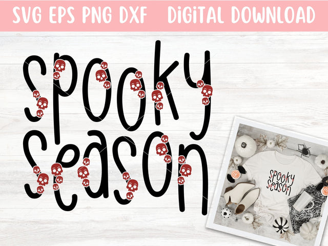 Spooky Season SVG File for Cricut or Silhouette, Halloween Sublimation PNG, Skulls SVG Digital Download Commercial Use SVG Apple Grove Designs 