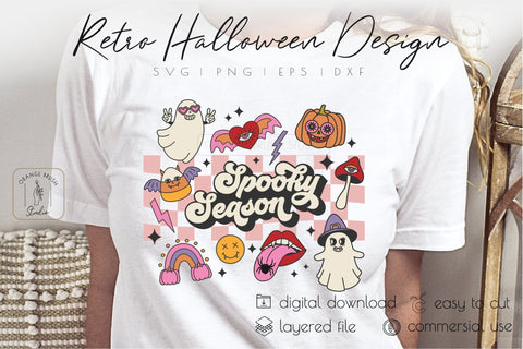 Spooky Season SVG Retro Halloween Design Cute Ghost SVG SVG OrangeBrushStudio 