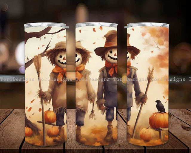 Spooky Season Tumbler Wrap, 20 oz Skinny Tumbler Sublimation Design ,Scarecrow Halloween Tumbler, Cute Scarecrow Tumbler Design Sublimation ToriDesigns 