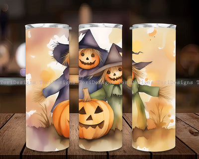 Spooky Season Tumbler Wrap, 20 oz Skinny Tumbler Sublimation Design ,Scarecrow Halloween Tumbler, Cute Scarecrow Tumbler Design Sublimation ToriDesigns 