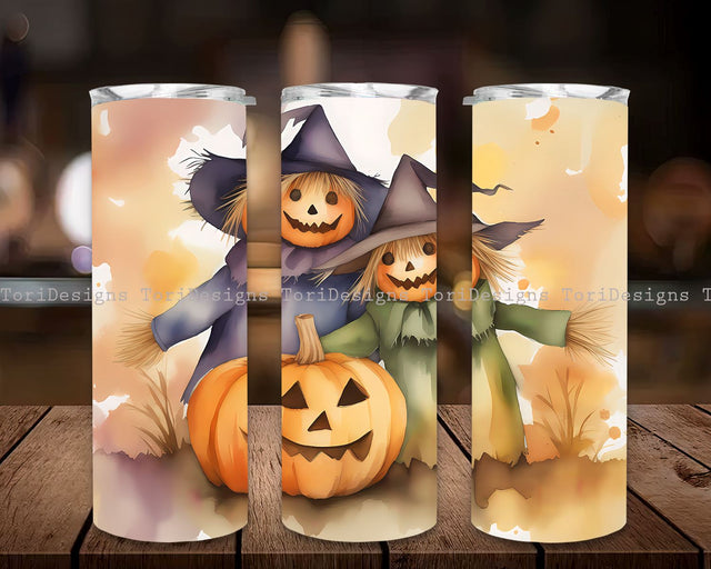 Spooky Season Tumbler Wrap, 20 oz Skinny Tumbler Sublimation Design ,Scarecrow Halloween Tumbler, Cute Scarecrow Tumbler Design Sublimation ToriDesigns 