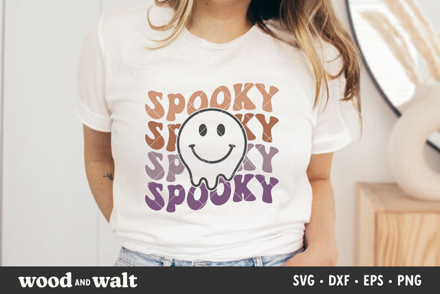 Spooky Smiley Ghost SVG | Halloween Smiley SVG SVG Wood And Walt 