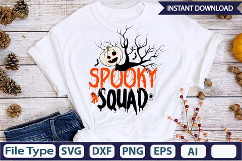 Spooky Squad SVG Cut File SVGs,Quotes and Sayings,Food & Drink,On Sale, Print & Cut SVG DesignPlante 503 