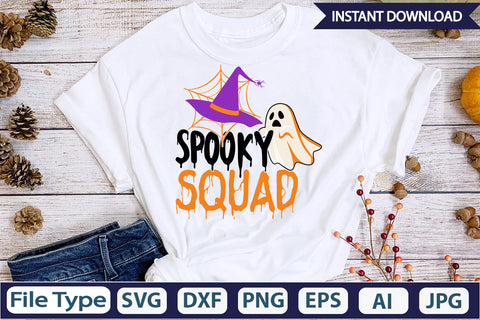Spooky Squad SVG Cut File SVGs,Quotes and Sayings,Food & Drink,On Sale, Print & Cut SVG DesignPlante 503 