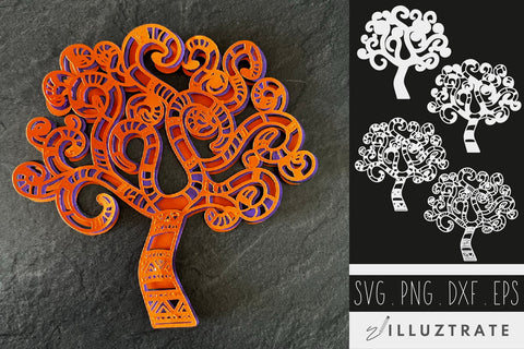 Spooky Tree Paper Cutting SVG | Halloween Paper Cut file SVG Illuztrate 