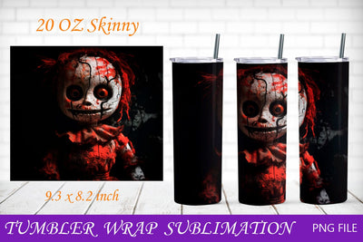 Spooky tumbler, Halloween doll tumbler wrap, Horror png Sublimation AnastasiyaArtDesign 