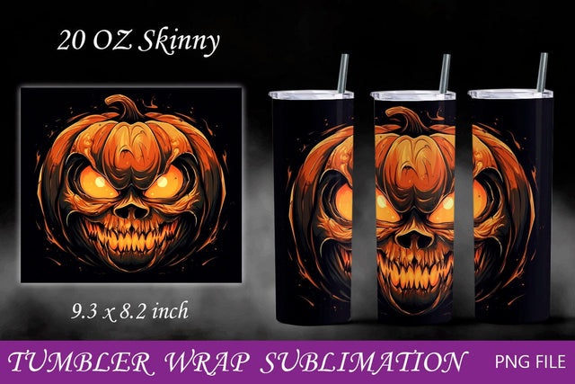 Spooky tumbler wrap, Halloween scary pumpkin face 20 oz Sublimation AnastasiyaArtDesign 