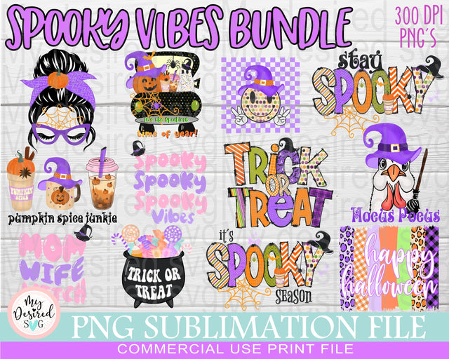 Spooky Vibes Bundle Halloween png, Halloween Bundle, spooky png, pumpkin halloween png, bundle pumpkin png, witch halloween clipart, Spooky Sublimation MyDesiredSVG 