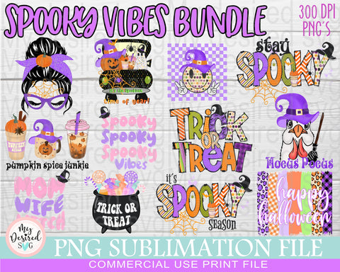 Spooky Vibes Bundle Halloween png, Halloween Bundle, spooky png, pumpkin halloween png, bundle pumpkin png, witch halloween clipart, Spooky Sublimation MyDesiredSVG 