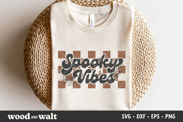 Spooky Vibes Checkered SVG | Retro Halloween SVG SVG Wood And Walt 