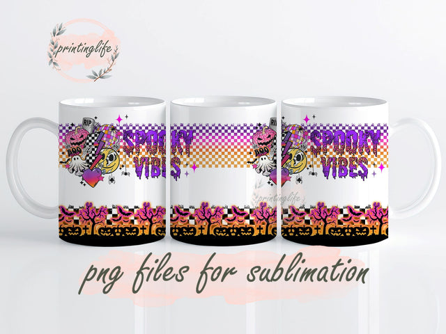 Spooky Vibes Mug Wrap, Halloween Vibes PNG, Halloween Png, Spooky, Sublimation Design Downloads Sublimation PrintingLife 