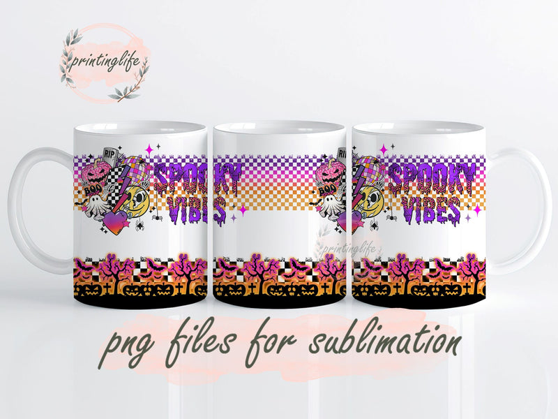 Spooky Vibes Mug Wrap, Halloween Vibes PNG, Halloween Png, Spooky, Sublimation Design Downloads Sublimation PrintingLife 