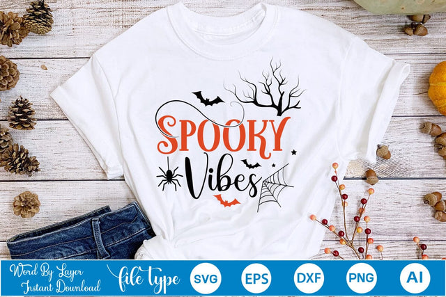 Spooky Vibes SVG Cut File, Halloween SVG Design SVG DesignPlante 503 