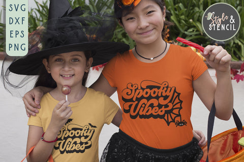 Spooky Vibes SVG | Halloween | Spider Web SVG Style and Stencil 