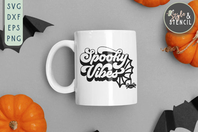Spooky Vibes SVG | Halloween | Spider Web SVG Style and Stencil 