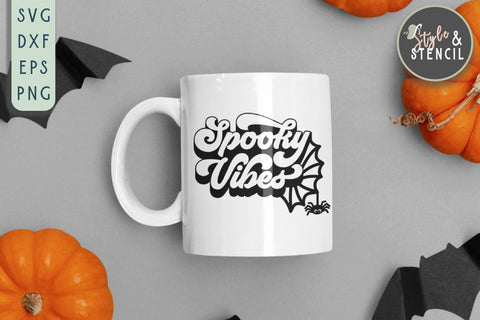 Spooky Vibes SVG | Halloween | Spider Web SVG Style and Stencil 