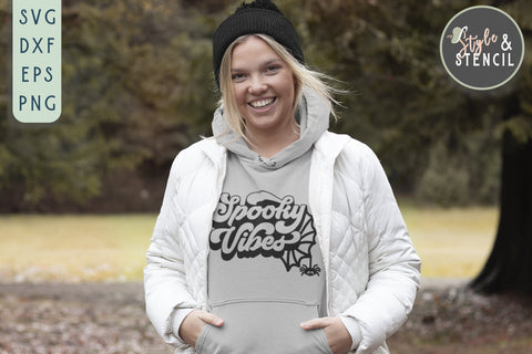 Spooky Vibes SVG | Halloween | Spider Web SVG Style and Stencil 