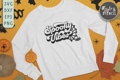 Spooky Vibes SVG | Halloween | Spider Web SVG Style and Stencil 