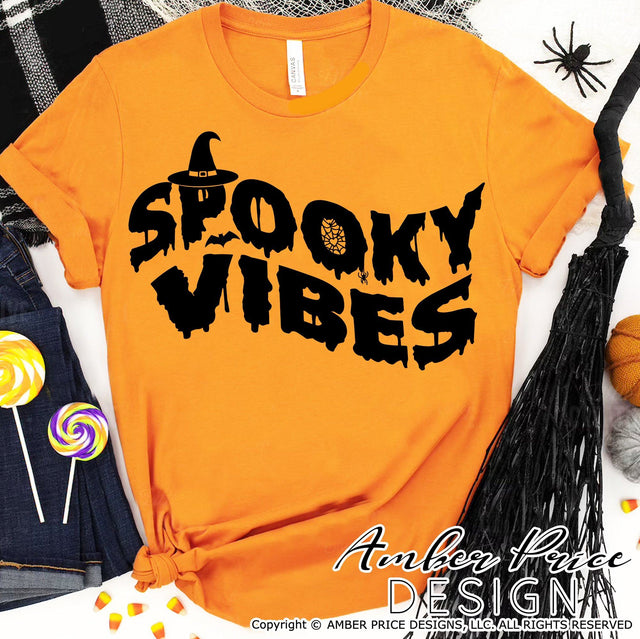 Spooky Vibes SVG | Halloween SVG PNG DXF | Retro Halloween SVG | BOHO Vintage SVG Amber Price Design 