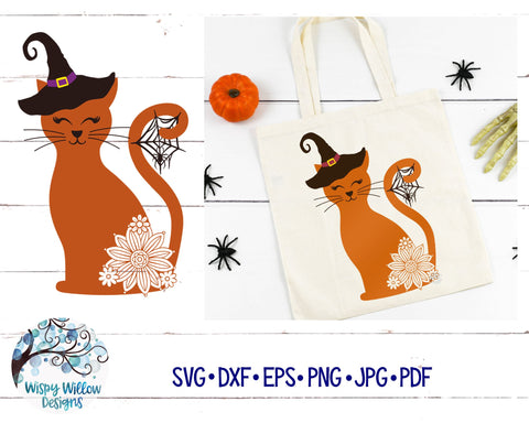 Spooky Witch Cat SVG | Halloween SVG Cut File SVG Wispy Willow Designs 