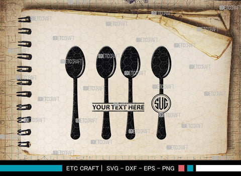 Spoon Monogram, Spoon Silhouette, Spoon SVG, Spatula Svg, Fork And Spoon Svg, Fork Svg, SB00175 SVG ETC Craft 