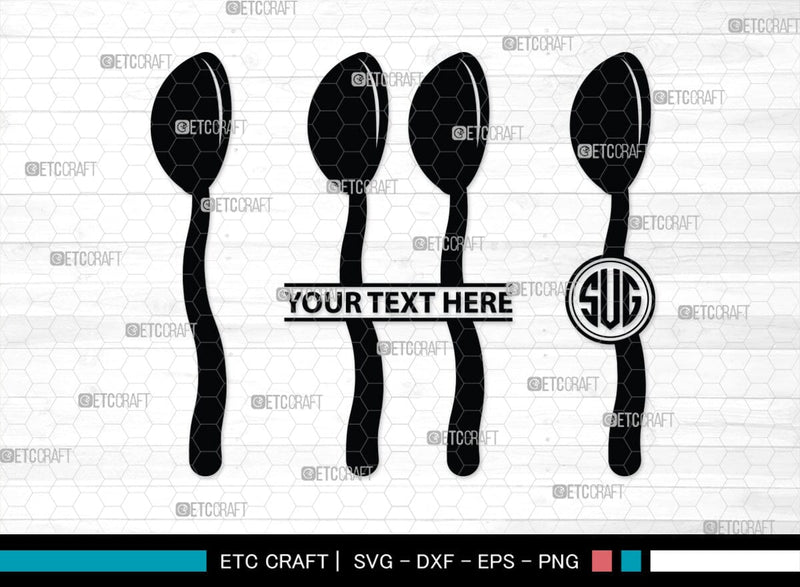 Spoon Monogram, Spoon Silhouette, Spoon SVG, Spatula Svg, Fork And ...