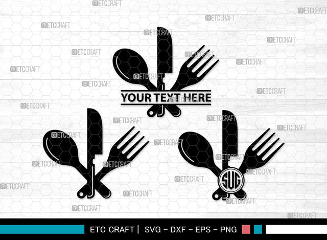 Spoon Monogram SVG | Fork Svg | Knife Svg | Utensil Svg | Cutlery Svg | Spoon Clipart SVG ETC Craft 