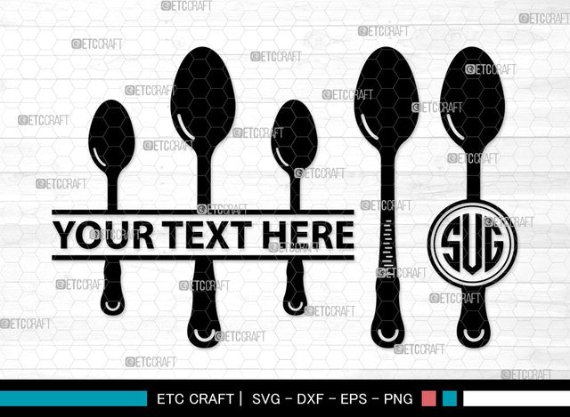 Spoon Monogram SVG | Fork Svg | Knife Svg | Utensil Svg | Cutlery Svg | Spoon Clipart SVG ETC Craft 