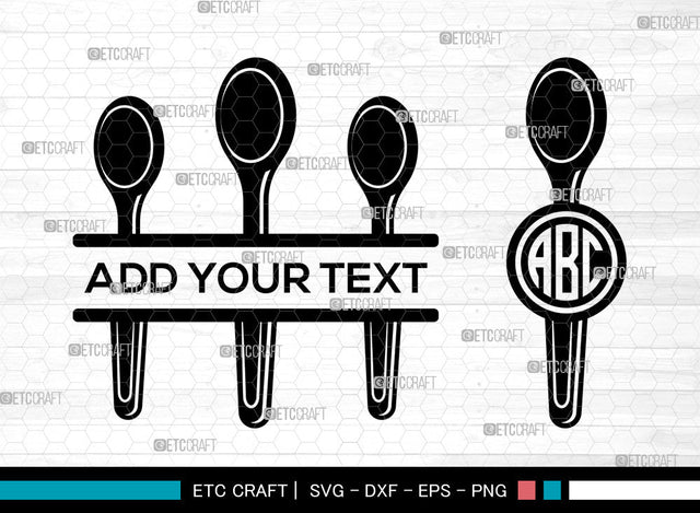 Spoon Monogram SVG, Utensils Svg, Kitchen Svg, Frok Svg, Soup Spoon Svg, Cutlery Svg, Split Monogram Svg SVG ETC Craft 
