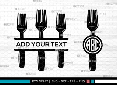 Spoon Monogram SVG, Utensils Svg, Kitchen Svg, Frok Svg, Soup Spoon Svg, Cutlery Svg, Split Monogram Svg SVG ETC Craft 