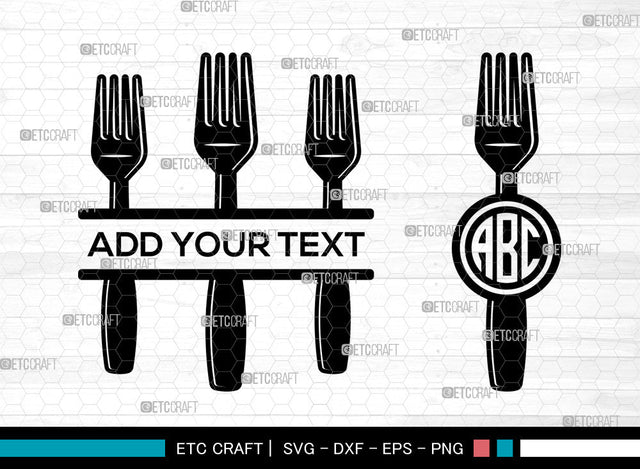 Spoon Monogram SVG, Utensils Svg, Kitchen Svg, Frok Svg, Soup Spoon Svg, Cutlery Svg, Split Monogram Svg SVG ETC Craft 