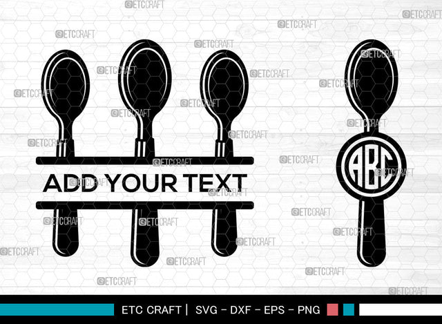 Spoon Monogram SVG, Utensils Svg, Kitchen Svg, Frok Svg, Soup Spoon Svg, Cutlery Svg, Split Monogram Svg SVG ETC Craft 