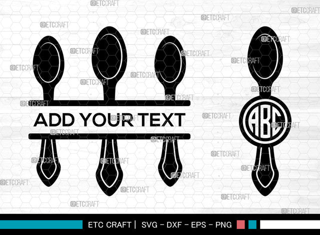 Spoon Monogram SVG, Utensils Svg, Kitchen Svg, Frok Svg, Soup Spoon Svg, Cutlery Svg, Split Monogram Svg SVG ETC Craft 