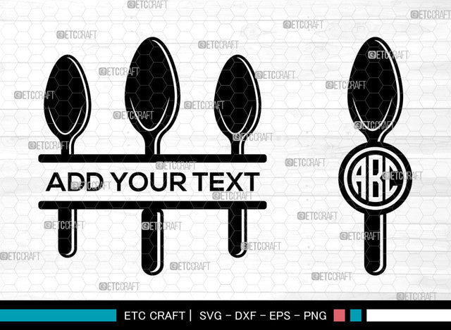 Spoon Monogram SVG, Utensils Svg, Kitchen Svg, Frok Svg, Soup Spoon Svg, Cutlery Svg, Split Monogram Svg SVG ETC Craft 