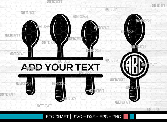 Spoon Monogram SVG, Utensils Svg, Kitchen Svg, Frok Svg, Soup Spoon Svg, Cutlery Svg, Split Monogram Svg SVG ETC Craft 