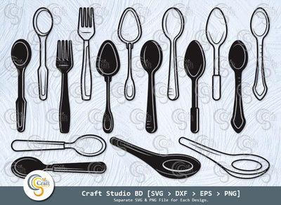 Spoon Silhouette, Utensils Svg, Kitchen Svg, Frok Svg, Soup Spoon Svg, Cutlery Svg, Spoon Svg Bundle SVG ETC Craft 