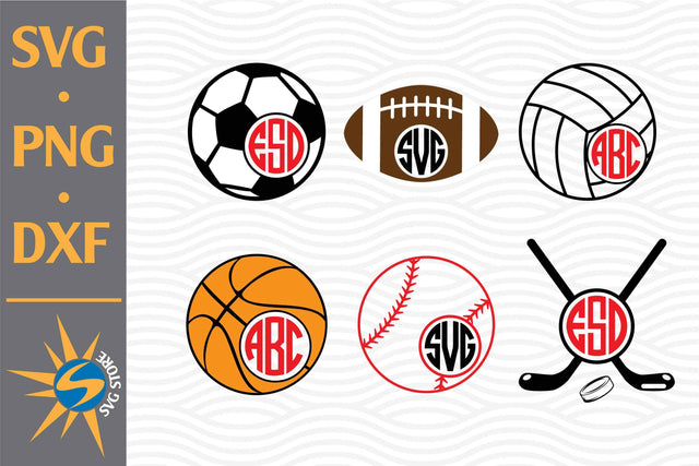 Sport Ball Monogram SVG, PNG, DXF Digital Files Include SVG SVGStoreShop 
