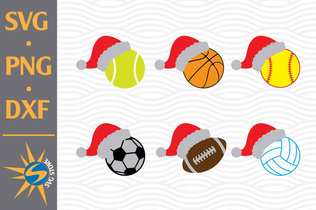 Sport Ball Santa Hat SVG, PNG, DXF Digital Files Include SVG SVGStoreShop 