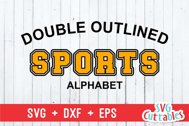 Sport Double Outlined svg Alphabet with Numbers SVG Svg Cuttables 