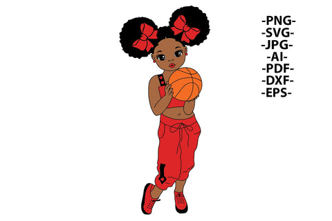 Sport Girl Clipart, Afro Girl Bundle Svg, Sweet Cute Girl, Girls With Ball, Fashion Baby Girl Svg, Hair with Bows, African American Cut File SVG 1uniqueminute 