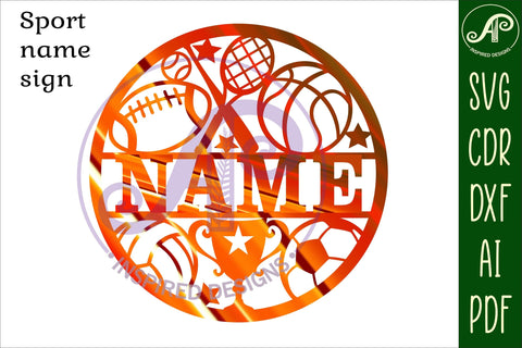 Sport name sign svg laser cut template SVG APInspireddesigns 