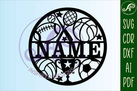 Sport name sign svg laser cut template SVG APInspireddesigns 