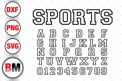 Sport Outline Font SVG, PNG, DXF Files SVG BMDesign 