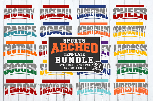Sports Arched Template Bundle SVG Svg Cuttables 