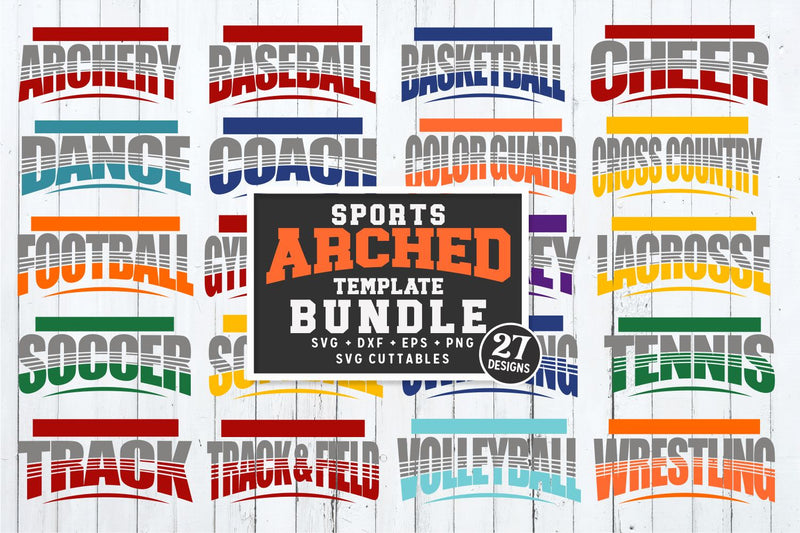Sports Arched Template Bundle SVG Svg Cuttables 