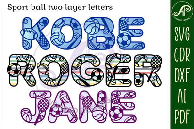 Sports themed alphabet letters SVG - So Fontsy