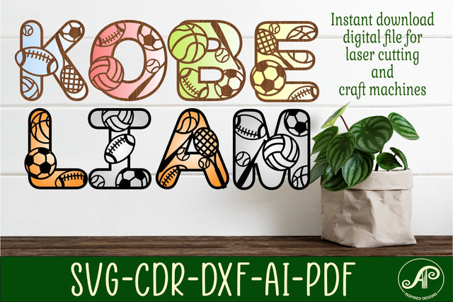 Sports ball alphabet set. 2 layer letters. 47 letter options SVG vector file ai, cdr, dxf and pdf/ instant download digital SVG APInspireddesigns 